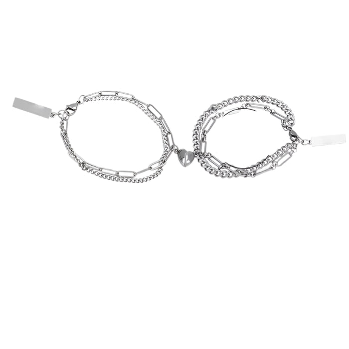 Fashion Halves Heart Magnetic Couple Bracelets for Women Pendant Man Bracelets Couple Friendship Bracelets for Girls Jewelry
