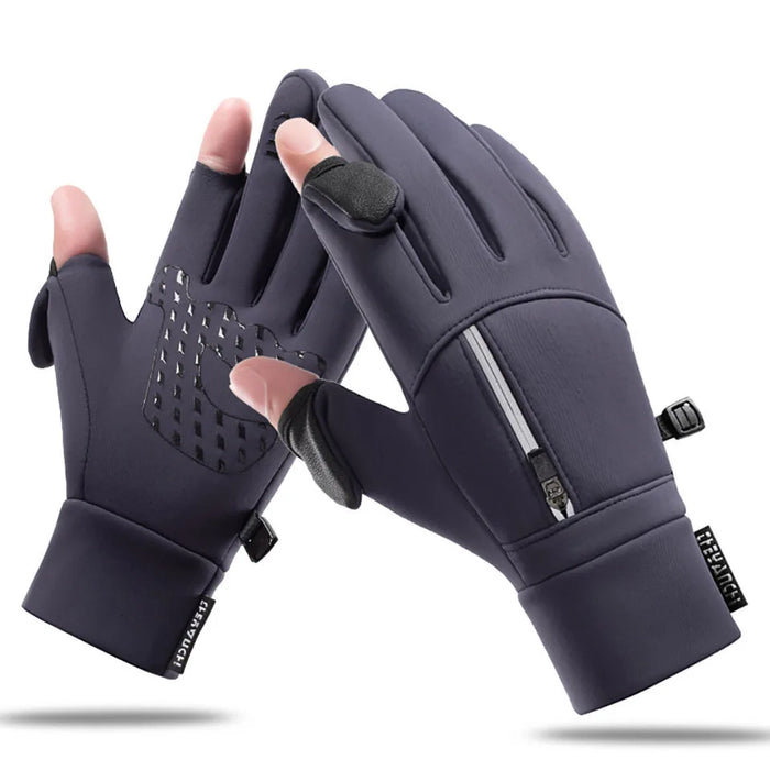GTUBIKE New Winter Flip Open Two Finger Gloves Warm Touch Screen Gloves Outdoor Windproof Waterproof Cycling Fishing Gloves