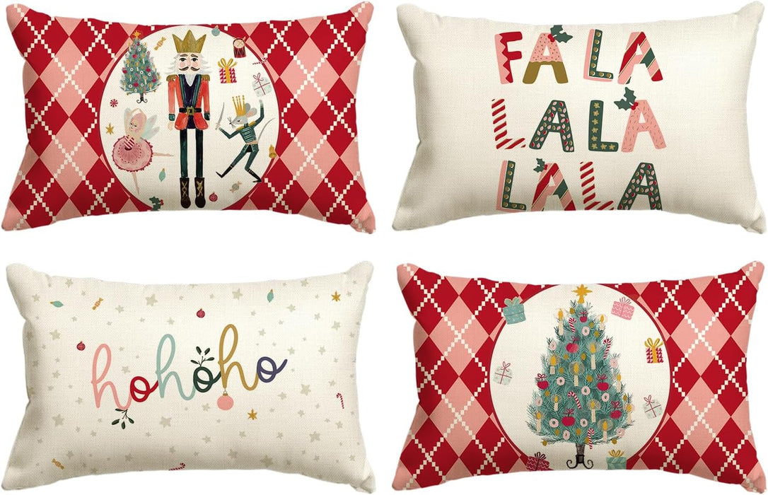 Merry Christmas Nutcracker Red Pillow Cover 30 X50cm Winter Holiday Party Linen Cushion Cover Sofa Autumn decoration