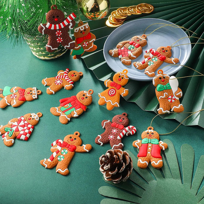 12/6PCS Gingerbread Christmas Pendant Xmas Tree Drop Ornament Kids Toys Gift Xmas New Year Decor Noel Decoration For Home