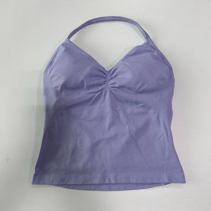 Impact Longline Strappy Gym Top Custom Logo Backless Gym Clothes Women Scrunch Built-in Bra With Removable Cups Yoga Tank Tops