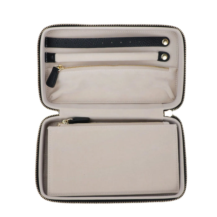 Personalized Emboss Gold Name Pebble Leather Jewelry Storage Box