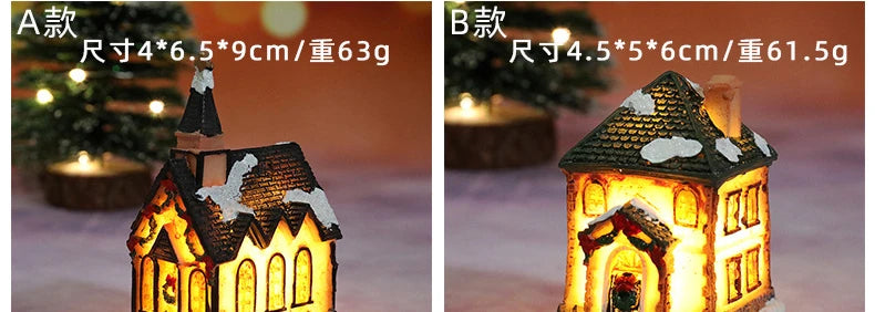 LED Christmas Decorations Resin Small House Micro