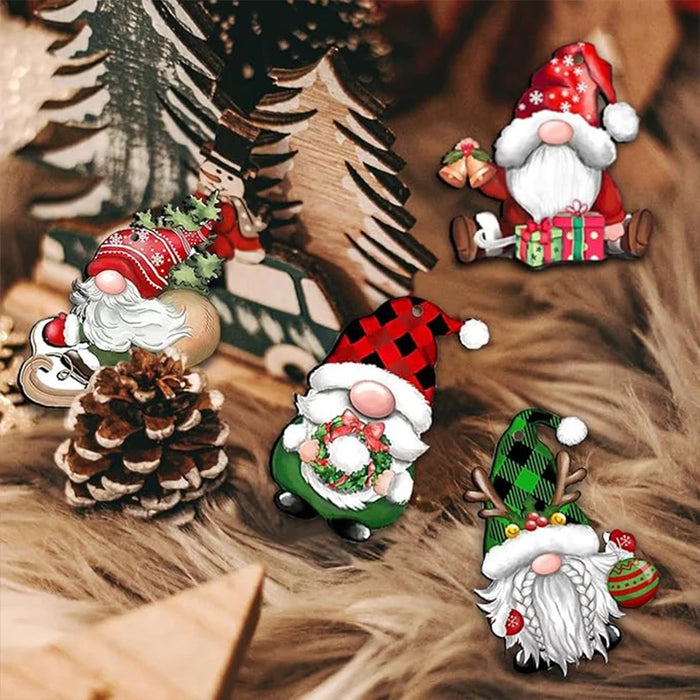 Wooden Christmas Gnome Hanging Ornaments Christmas Tree