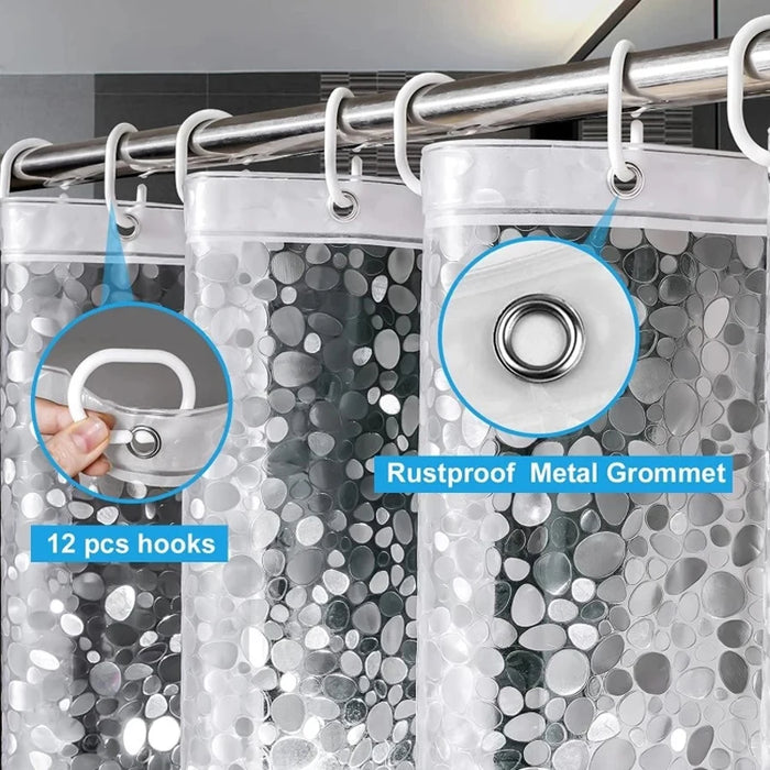 Pebble Shower Curtain Transparent Lining Waterproof Bathtub Bathing Cover Cobblestone Bathroom Bath Curtains Liner