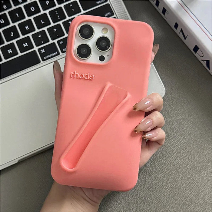Autumn Edition New Rhode DIY Lipstick Lip Holder Soft Silicone Case for IPhone 16 15 14 13 12 11 Pro Max Plus Phone Stand Cover