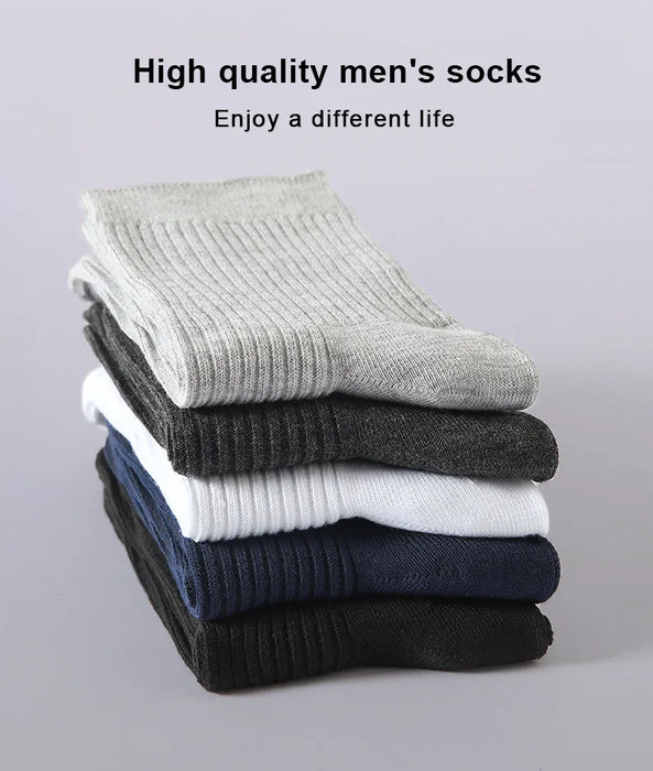 HSS Brand 5 Pairs/Lot Men‘s Socks Cotton Casual Business Stripe Socks Deodorant Breathable Black White Travel Winter Socks Man
