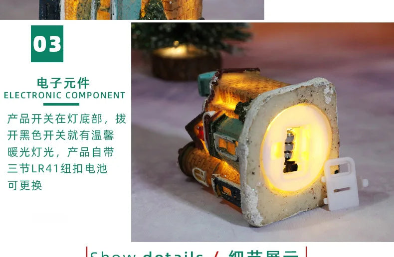 LED Christmas Decorations Resin Small House Micro