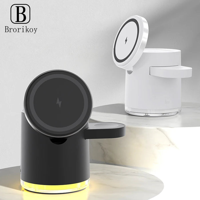4 in 1 Magnetic Wireless Charger Station for IPhone 15 14 13 12 Pro iWatch 8 7 6 Airpods Pro Samsung 15W Charging Dock Station