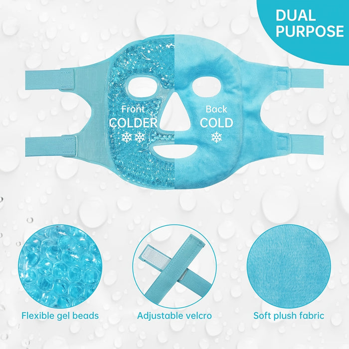 Cooling Face Mask, Cold Face Eye Mask, Gel Beads Hot Heat Cold Compress Pack, Face SPA For Woman Sleeping, Pressure, Headaches, Skin Care