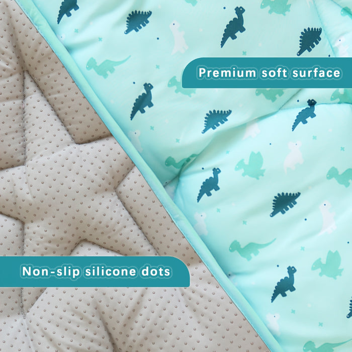 50" x 50" Portable Play Mat - Soft Turquoise Plush Padding, Durable Polyester for Safe Floor Protection, Foldable Geometric Pattern Activity Mat for Youngsters