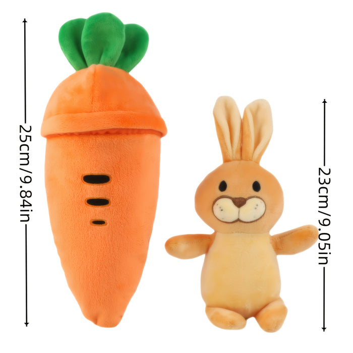 Easter Bunny Plush Toy with Zip-Up Carrot Hideaway - 11" Orange Polyester Stuffed Animal, Perfect for Birthday & Holiday Gifts, Cozy Sofa Decor