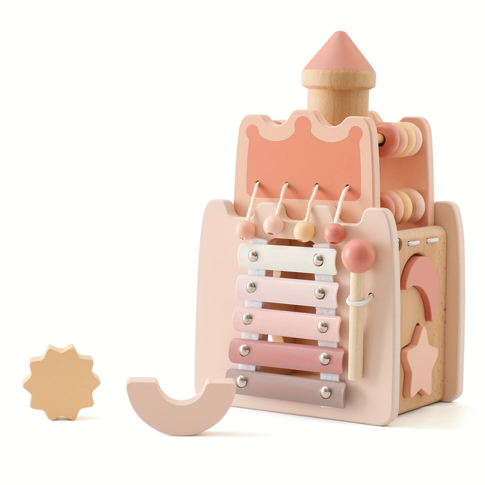 5 In 1 Wooden Castle Toy Set, Children'S Early Education Educational Toys, Stacked House Castle Matching Toys, Suitable For Children'S Birthday Gifts