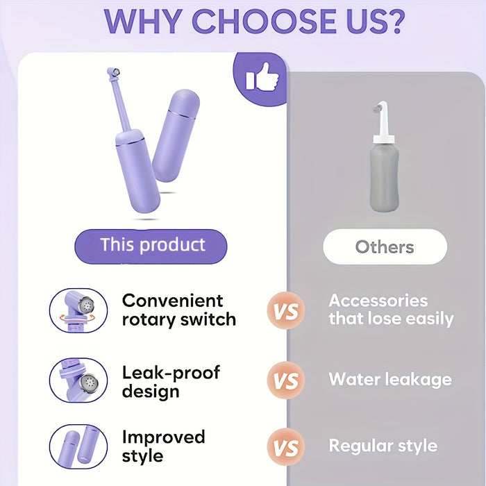 Contemporary Handheld Bidet, 380ml Leakproof Peri Bottle with Tank-Lock, Patented Removable Water Storage, Travel-Friendly, No Electricity Needed, Asian G1/2 Nozzle