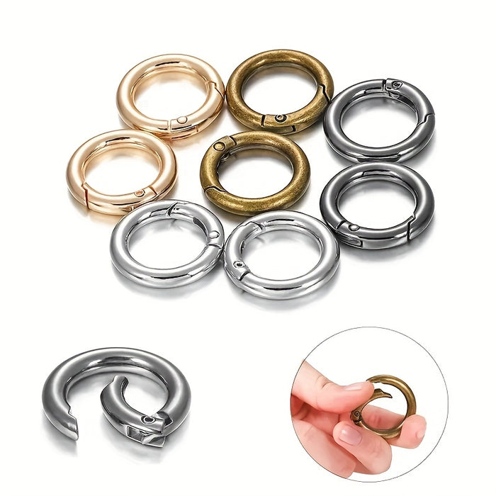 10pcs 10 Pack Golden Silver Round Spring Buckles, Multi-Size Purse Keychain Backpack Accessories