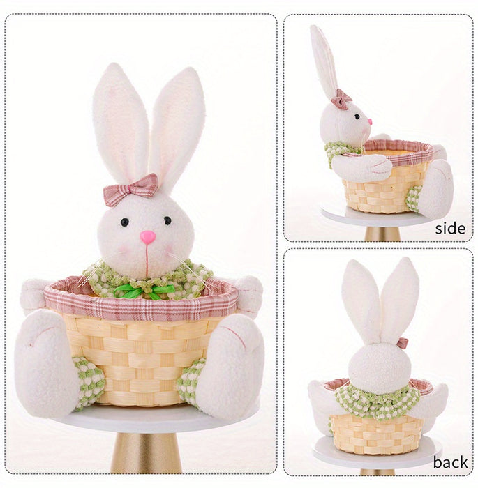 1pc/2pcs Easter Fun Creative Storage Rabbit Holding a Basket Used for Holiday Decoration Party Center Decoration