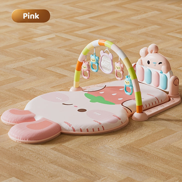 Bright Pink & Green Musical Youngsters Play Mat - Soft Padded Tummy Time Gym for Youngsters & Youngsters, Fun Activity Mat with Musical Notes & Animal Shapes, Easy Assembly, Durable PP Material