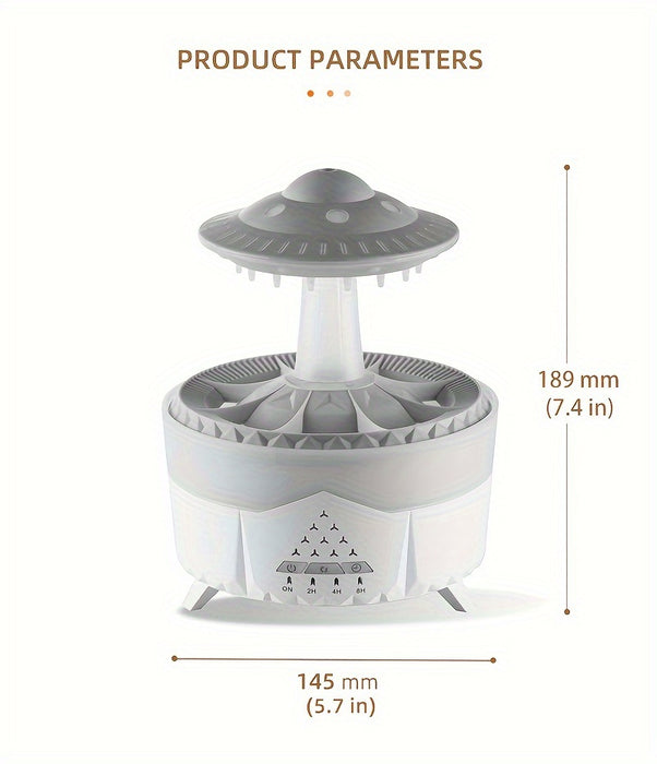 1pc UFO-Shaped Ultrasonic Aromatherapy Humidifier, Essential Oil Diffuser with LED Lights, Polypropylene & ABS, 110V-240V US Plug, for Home & Office Relaxation, Watch Decompression