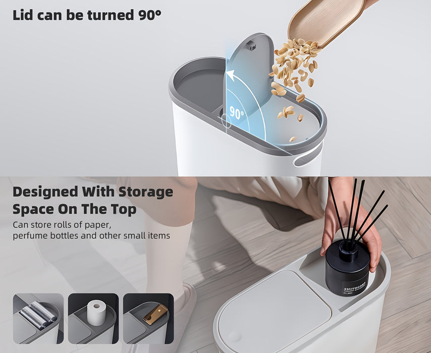 2/1pc Bathroom Trash Can, Compact And Durable Plastic Wastebasket With Built-in Handles, Easy To Clean, Rustproof, Space-Saving Design, Ideal For Small Spaces In Bathroom, Laundry, And Home Office