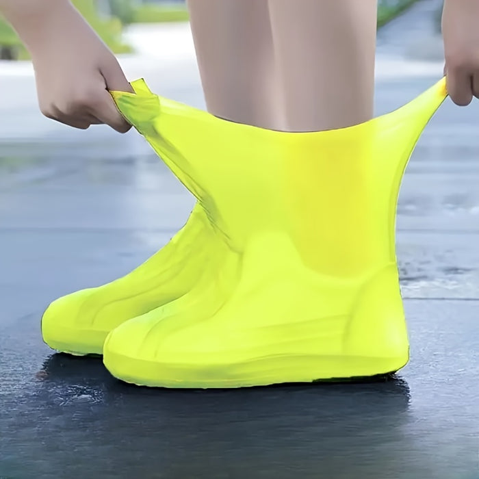 1 pair Unisex Silicone Waterproof Rain Boots, Reusable Non-Slip Rain Shoe Covers for Rainy Days