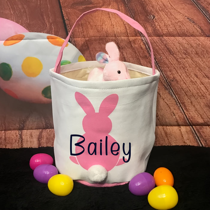 Personalized Easter Basket | Fluffy Bunny Tail Basket | Easter Basket | Easter Bunny Tail Bag | Easter Gift for Boys and Girls, Party Gift Bag