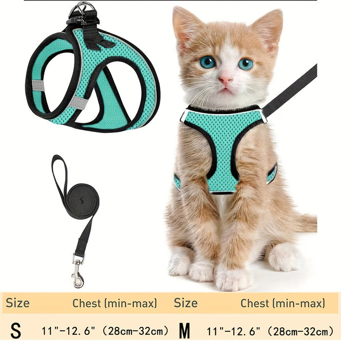 Escape-Proof Cat Harness & Leash Set: Reflective Soft Mesh Vest for Safe Outdoor Adventures with Your Kitten