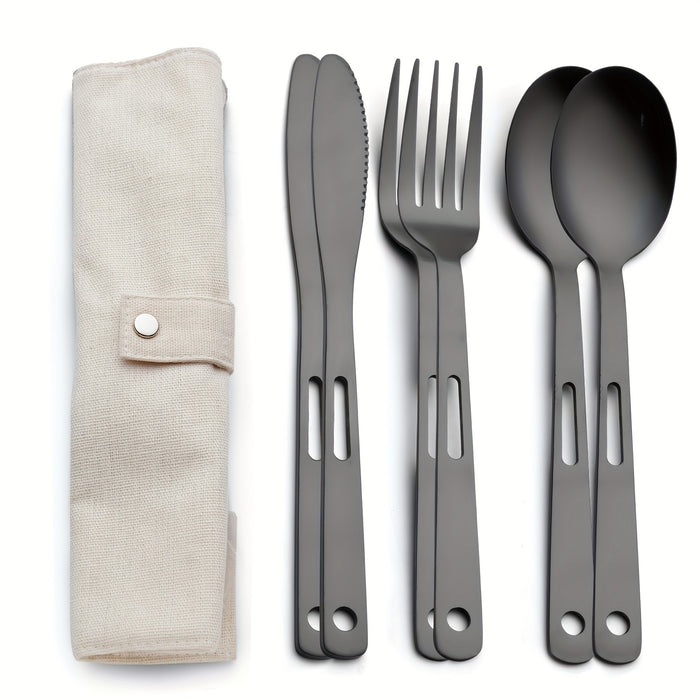6pcs/set Stainless Steel Tableware Set - Knife, Fork & Spoon - Durable & Rust-Resistant - For Outdoor Camping, Picnics & Hiking - Ideal Gift for Adventurers