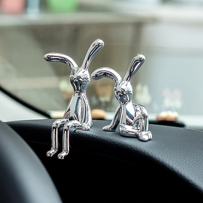 Set Of 2 Nordic Style Creative Rabbit Ornaments, Silver-Plated Rabbit Statue Desktop Decoration, Creative Desktop Craft, A Gift For A Friend