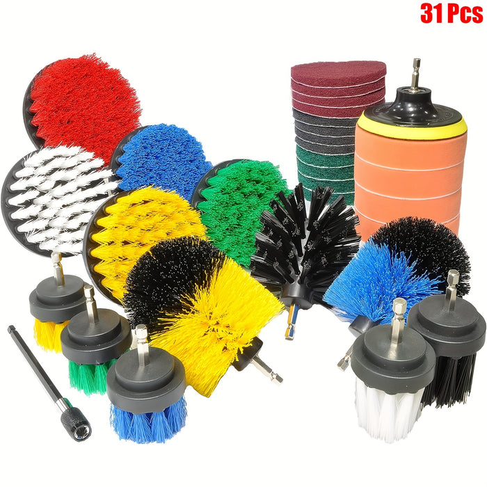 3/7/11/20/21/31pcs Drill Brush Attachment Set, Power Scrubber Wash Cleaning Brushes Tool Kit, All Purpose Drill Brush with Extension for Grout Floor, Tub Shower Tile, Bathroom, Kitchen Surface And Car