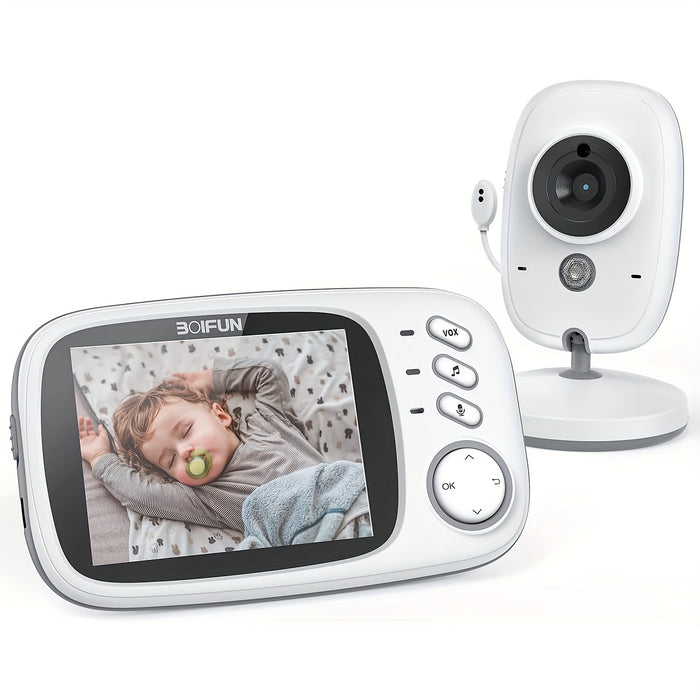 BOIFUN Video Baby Monitor Camera, Night Vision, No WiFi, ECO Mode, 3.2-inch IPS Screen, Two-way Audio, Rechargeable Battery, Feeding Reminder, Temperature Monitoring, Smart 8 Lullabies, Pet, Child