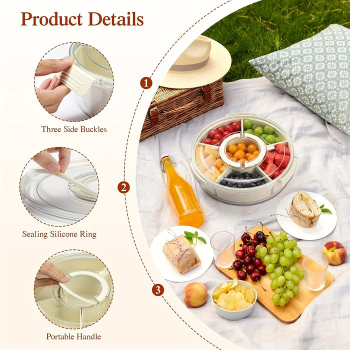 Multi-functional Tray With Lid Rotatable, Can Be Used To Store Fruits, Nuts, Snacks, To Meet Most Of The Needs Of Life Storage, Easy To Clean, Convenient To Carry, Is A Good Choice For Home, Kitchen, Outdoor