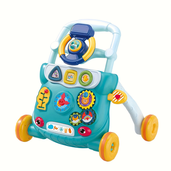 Interactive Youngsters Walker Car for Boys & Girls, 6-12 Months - Durable ABS Material, Parking Brake, Music & Educational Toys, Pink/Blue, 45cm x 32cm x 40cm