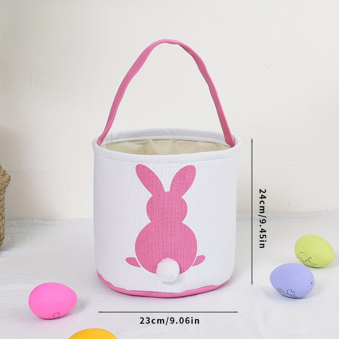 1pc Personalized Easter Basket with Embroidered Name - Cute Foldable Polyester Egg Hunt Basket, Lightweight & Hand Washable, Perfect for Easter Egg Hunts and Gifts, Personalized Gifts | Pastel Colored Basket | Foldable Design