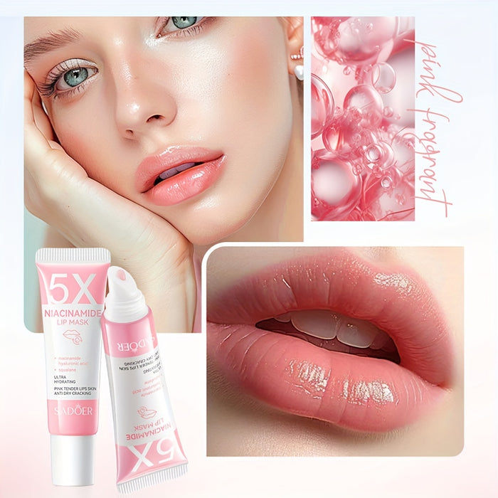 1 tube 5X Niacinamide Pink Tender Lips Lip Mask - Hydrating & Moisturizing Lip Treatment with Plant-Based Squalane, Ultra Smooth & Dry Cracking Lip Care, Beauty Essentials|Soothing Lip Treatment|Niacinamide Benefits