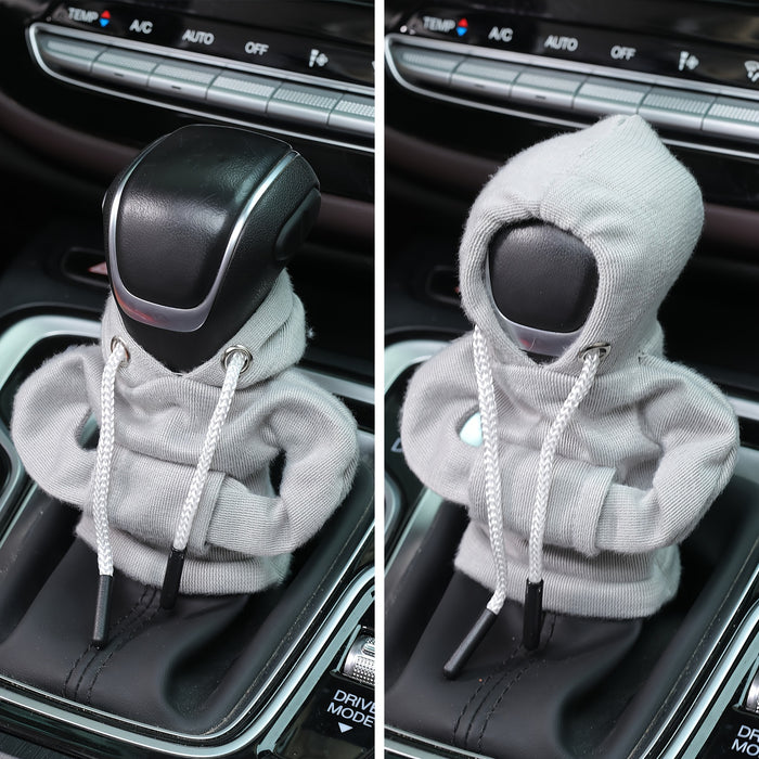 Large Universal Car Gear Shift Cover Hoodie, Fashionable Mini Hooded Sweatshirt for Auto Gear Stick Shifter Knob, Interior Accessories Decor