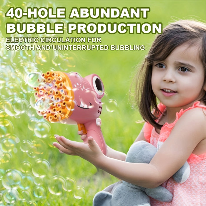 40 Holes Dinosaur Bubble Gun, Outdoor Bubble Machine Toys, Handheld Outdoor Bubble Gun Toys Seaside And Beach Accessories, Can Be Used As An Easter Gift with 10pcs Of Bubble Liquid, Best for Christmas