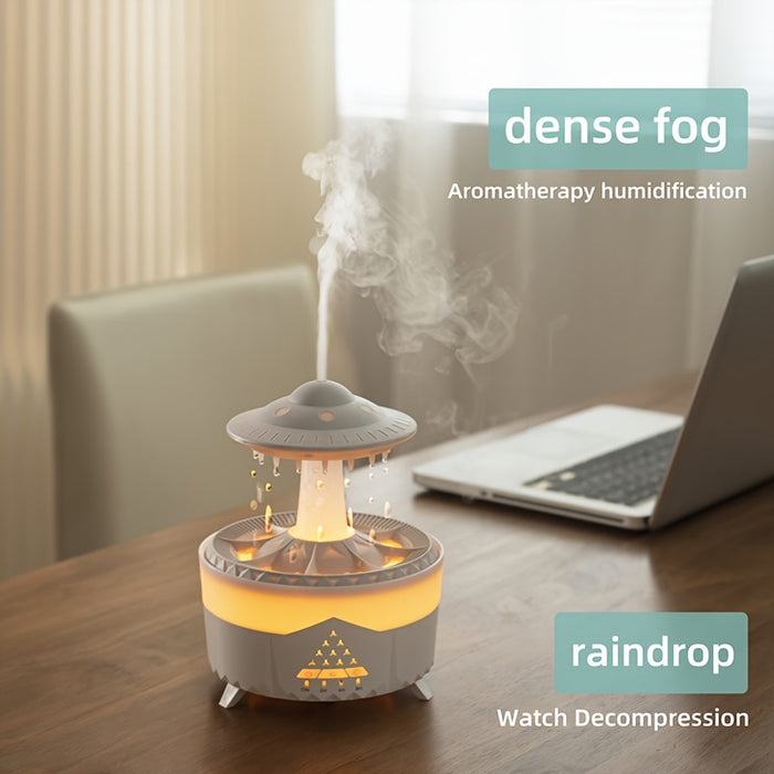 1pc UFO-Shaped Ultrasonic Aromatherapy Humidifier, Essential Oil Diffuser with LED Lights, Polypropylene & ABS, 110V-240V US Plug, for Home & Office Relaxation, Watch Decompression