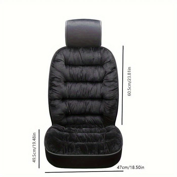 New Car Seat Cushion for Winter, Plush Front Single Seat, Thickened for Winter Use, Universal Car Mat with Backrest, Compatible Seat Cover.