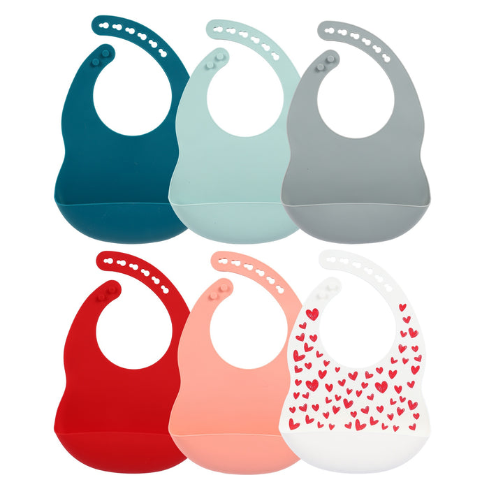 6pcs/3pcs/2pcs Combination Silicone Youngsters Bibs, BPA Free, Waterproof and Soft, Adjustable, Easy to Fold and Clean Youngsters Feeding Bibs, Suitable for Home Feeding