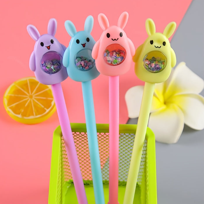 4pcs Sparkling Bunny Gel Pens - Perfect Easter Gift, Black Ink, Smooth Writing for School & Office Supplies, Gel Pens, Festival Supplies
