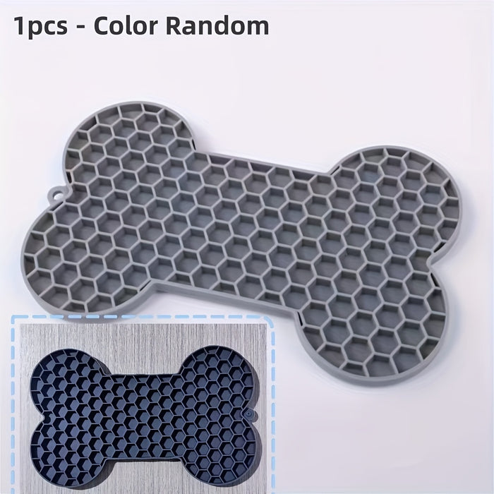 1pc Anxiety Relief Lick Pad For Dogs - Slow Feeder With Suction Cups For Peanut Butter And Treats - Bone-Shaped Pet Lick Pad