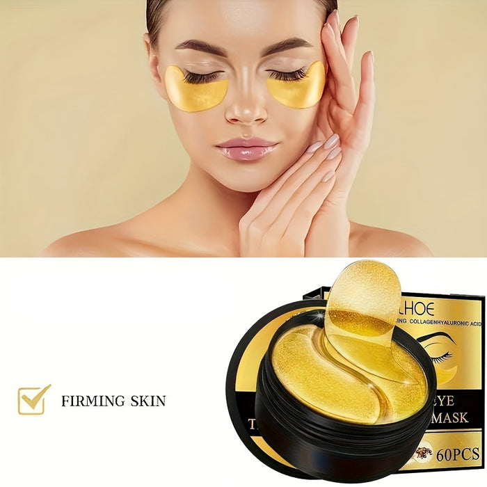 60pcs of Golden Eye Moisturizing Under-Eye Patches, Eye Masks for Firming Skin Care with Collagen And Hyaluronic Acid
