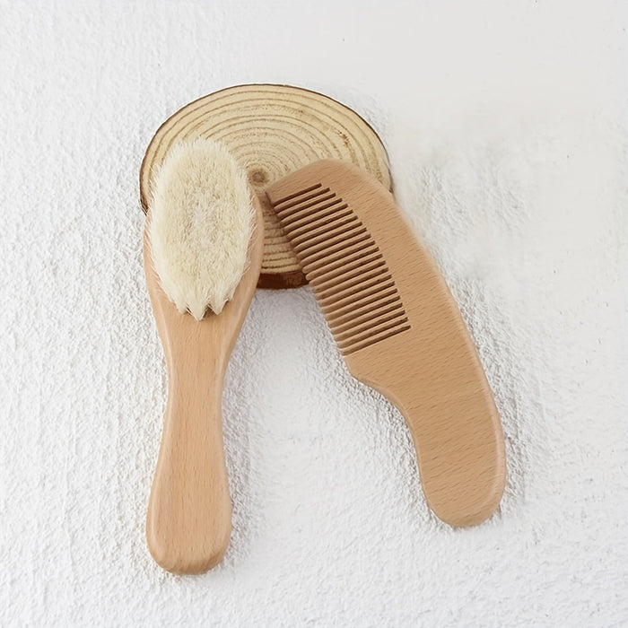 2pcs/Kit Soft Youngsters Hair Brush Comb Set for Youngsters Wooden Handle Head Comfort Massager