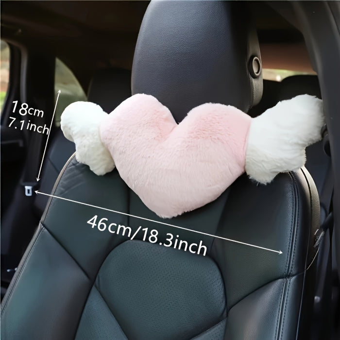 1pc Cute Cartoon Car Headrest Pillow, Neck Support Pillow, Cartoon Duck Love Heart Back Waist Pillow Seat Back Cushion Car Interior Decoration