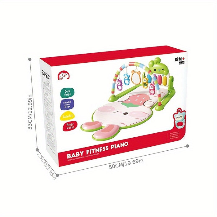 Bright Pink & Green Musical Youngsters Play Mat - Soft Padded Tummy Time Gym for Youngsters & Youngsters, Fun Activity Mat with Musical Notes & Animal Shapes, Easy Assembly, Durable PP Material