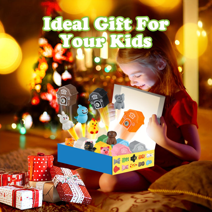 Animal Toys for Ages 3 and Up, 30pcs of Farm Animal Toys, 10 Farm Animals and 10 Barns, 10 Keys, Counting, Matching and Sorting Fine Motor Sensory Toys