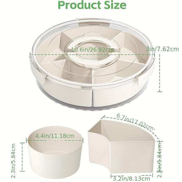 Multi-functional Tray With Lid Rotatable, Can Be Used To Store Fruits, Nuts, Snacks, To Meet Most Of The Needs Of Life Storage, Easy To Clean, Convenient To Carry, Is A Good Choice For Home, Kitchen, Outdoor
