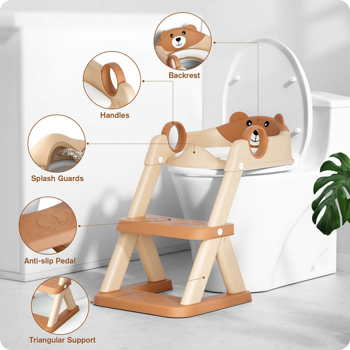 Potty Training Seat, Upgrade Toddler Toilet Seat, 2 In 1 Potty Training Toilet, Splash Guard No-Slip Pad Step Stool