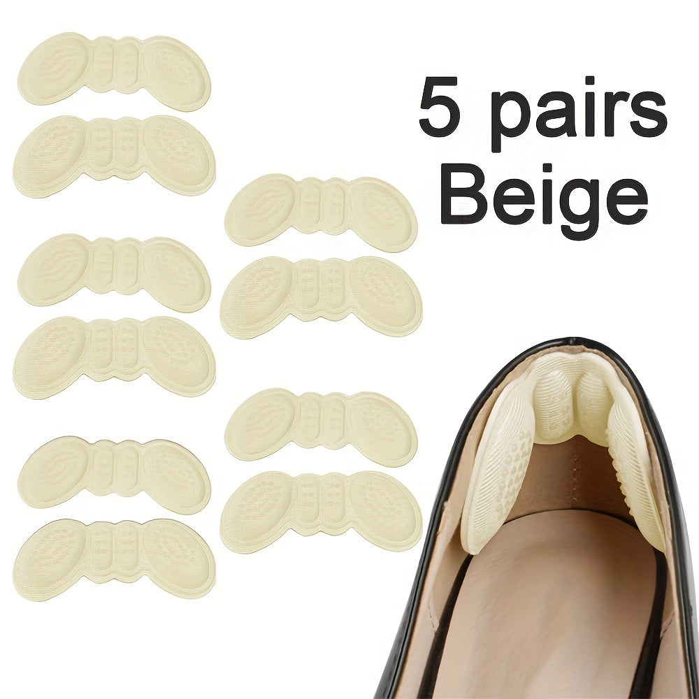 1 Pair/5 Pairs 4D Heel Stickers - Soft Polyester Pads for High Heels, Anti-Slip and Prevents Heel Wear, Invisible Design