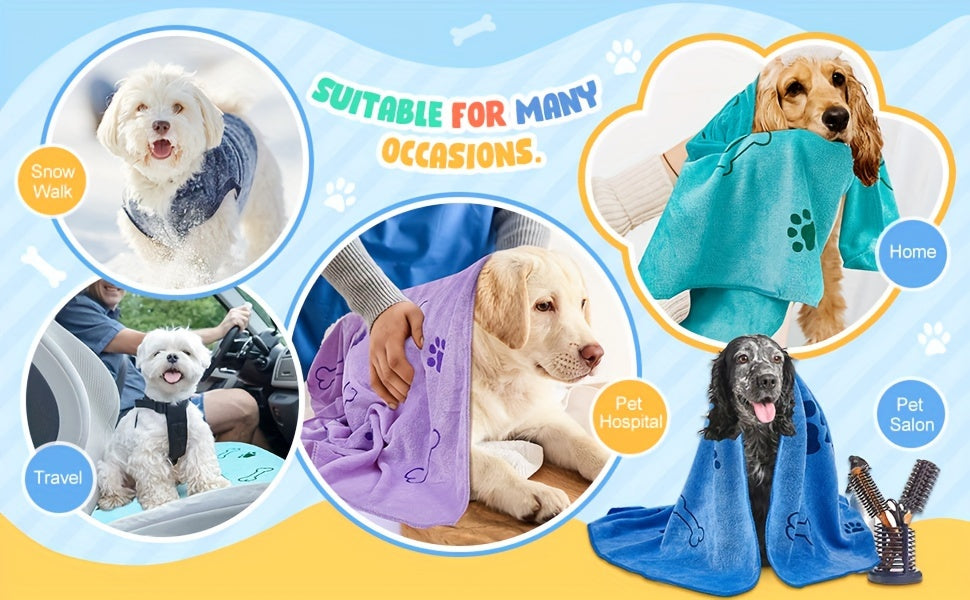 Quick-Drying Microfiber Dog Towel for Bath, Absorbent Pet Towel for Dogs and Cats, Medium Size
